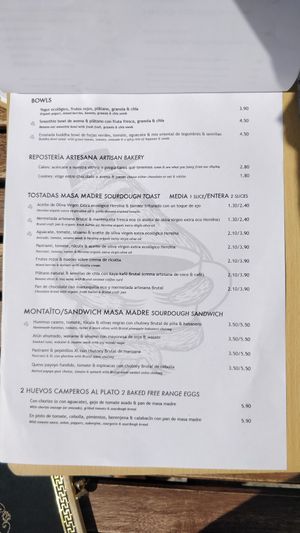Menu at Malcafe in Conil De La Frontera