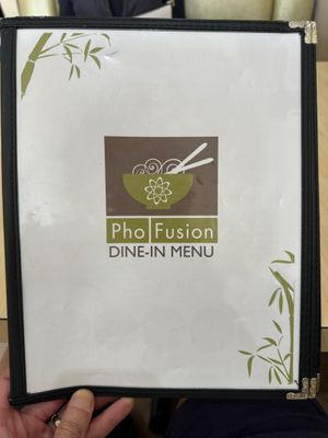 Menu at Pho Fusion in San Diego