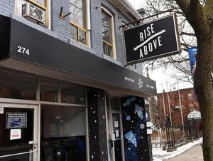 Storefront at Rise Above Pizza & Wings in Hamilton