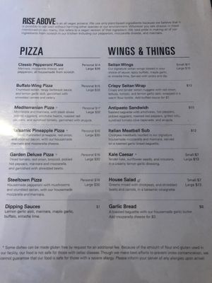 Menu at Rise Above Pizza & Wings in Hamilton