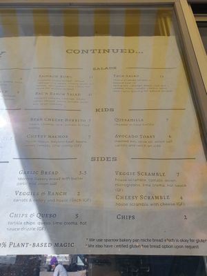 Menu  at Toasty in Bend