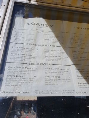 Menu  at Toasty in Bend