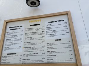 Top of food truck menu  at Toasty in Bend
