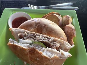 Coconut burger with cucumbers   at Coco Loco in Anda