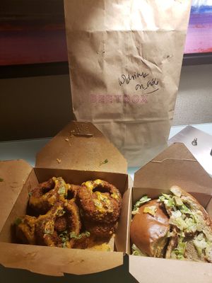 Onion Rings and Chick-un Sandwich at BeetBox in Vancouver