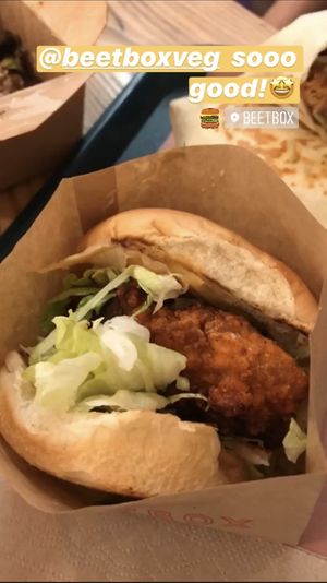 Chick’n burger Nashville style at BeetBox in Vancouver