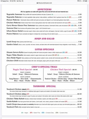 Page 2 at Lotus Curry House in Novato