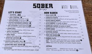 Menu January 2024  at Sober Ramen in Geelong