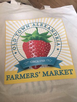 Free canvas tote bag at Old Town Farmers Market in Alexandria