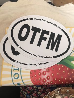 Free stickers at Old Town Farmers Market in Alexandria