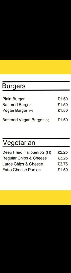 Vegan burger and vegetarian options at Carholme Chippy in Lincoln