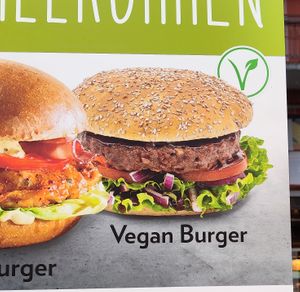 Vegan burger ad at Chickeria in Zurich