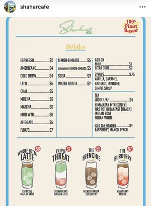 New drinks  at Shahar Cafe in Louisville