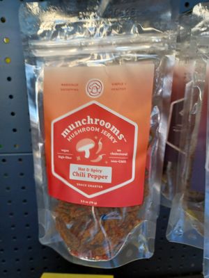 Munchrooms Jerky chili pepper flavor at Veg-In-Out Market in Las Vegas