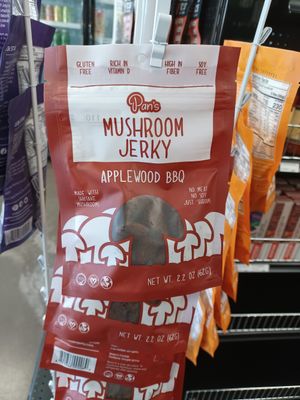 Pan's Mushroom Jerky applewood bbq at Veg-In-Out Market in Las Vegas