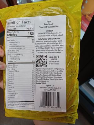 Ingredients and Vitamins of Veg-Boom Ground Protein at Veg-In-Out Market in Las Vegas