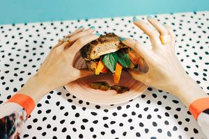 pickled vegetable sandwich on a house made hoagie with chili aioli at Somebody People in Denver