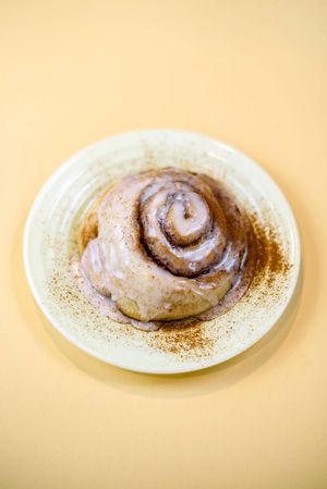 house made cinnamon roll at Somebody People in Denver