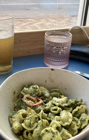 Creamy mushroom pasta  at Somebody People in Denver