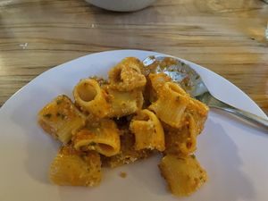 Crushed tomato rigatoni  at Somebody People in Denver