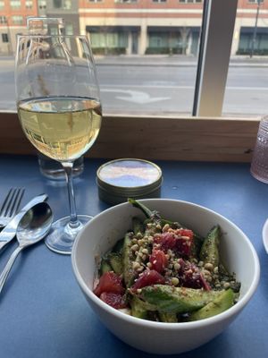 Riesling and cucumber salad   at Somebody People in Denver