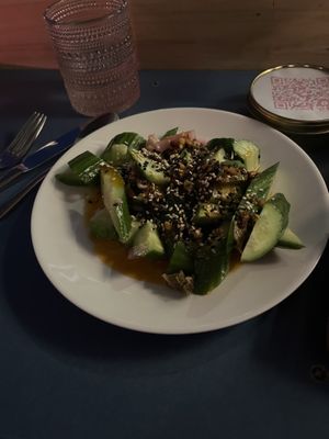 Cucumber salad  at Somebody People in Denver