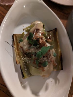 Leek dish at Somebody People in Denver