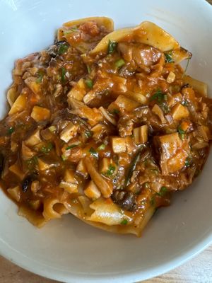 Pasta with mushroom red wine bolognese   at Somebody People in Denver