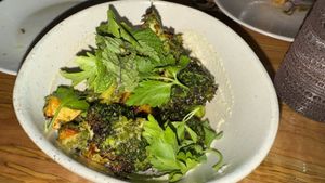 Grilled broccoli   at Somebody People in Denver