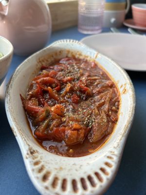 Stewed Italian peppers   at Somebody People in Denver