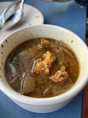 French onion soup. Delicious!!  at Somebody People in Denver