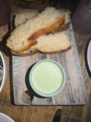 Focaccia and zhug  at Somebody People in Denver