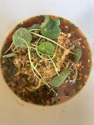 Tamari and chili oil cabbage —highly recommend  at Somebody People in Denver