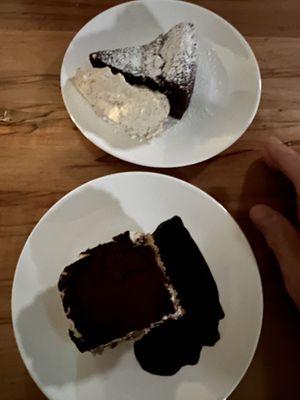 Tiramisu and chocolate cake with cashew ice cream  at Somebody People in Denver