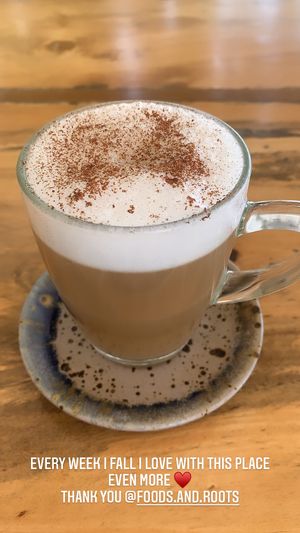 Great coffee with any milk option available  at Foods & Roots in Koh Phangan