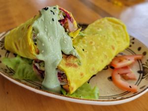 Tempeh wrap at Foods & Roots in Koh Phangan
