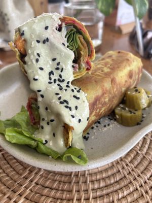 Tempeh wrap  at Foods & Roots in Koh Phangan