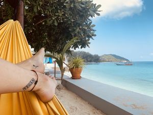 Relaxing in the hammock  at Foods & Roots in Koh Phangan