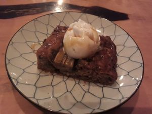 Banana and walnut cake with ice-cream at Foods & Roots in Koh Phangan