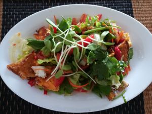 Yam Khai Dao - spicy egg salad at Rakpak in Koh Samui