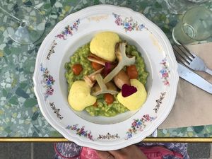Green peas risotto  at Bleu Canard in Lille
