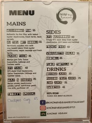 Menu at Khong Vegan Restaurant  in Da Nang