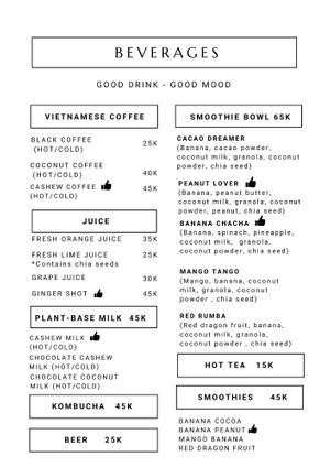 This is our newest menu. at Khong Vegan Restaurant  in Da Nang