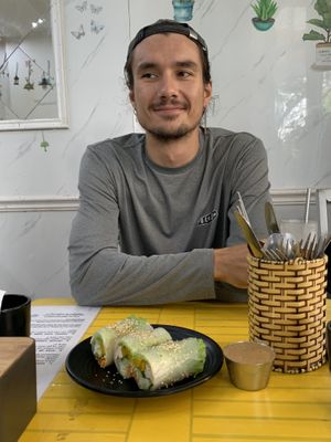 huge spring rolls  at Khong Vegan Restaurant  in Da Nang