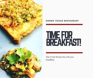 Good morning my friends,
After rain comes sunshine, let’s go to Khong and enjoy bruschetta for your breakfast. at Khong Vegan Restaurant  in Da Nang