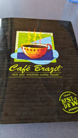 Front of the menu at Cafe Brazil in Dallas