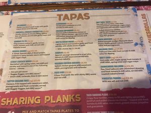 Tapas menu  at Salsa! in London