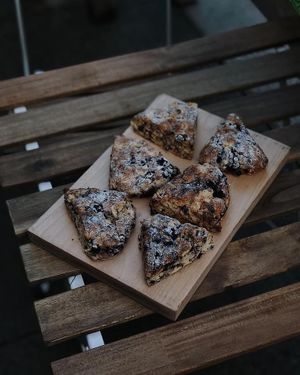 Vegan blueberry scone at The Tipsy Muse Café in Fredericton