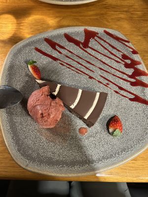 Vegan chocolate cake and sorbet #Veganuary at Davitt's in Kenmare