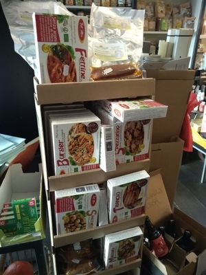 Vegan "meats" at ToBio Vegan Shop in Naples